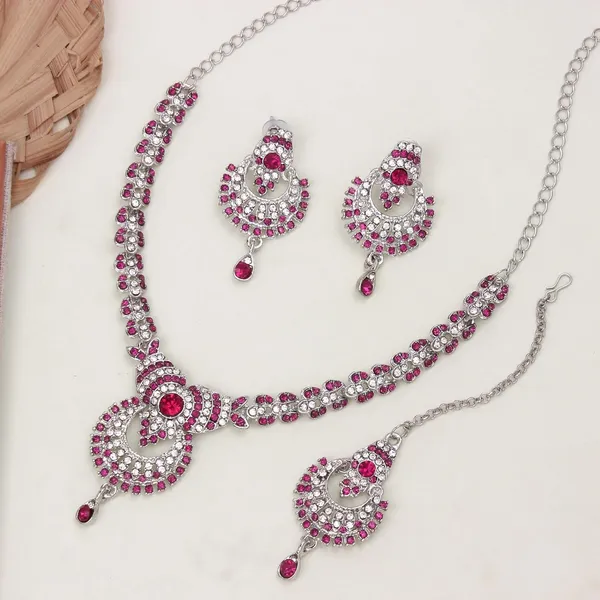 Delightful_Rhodium_Silver_Plated_Alloy_Choker_Necklace_Set_For_Women