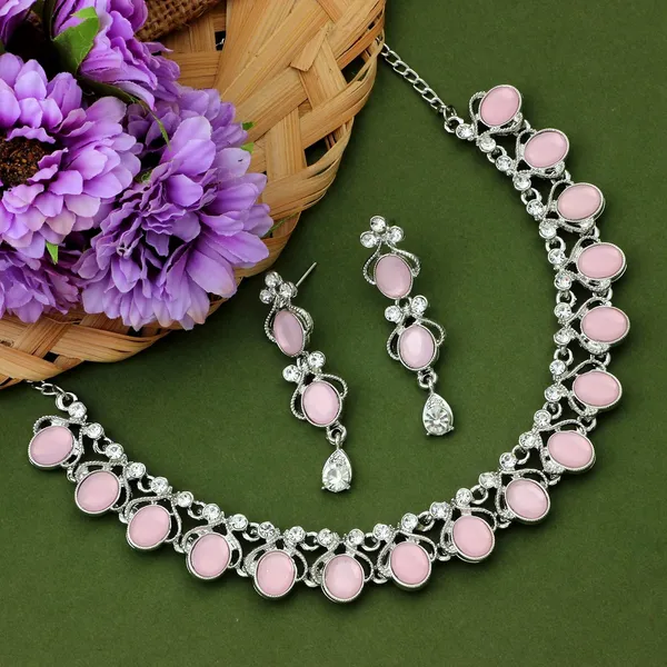 Silver_Plated_Pastel_Pink_Crystal_Necklace_Jewellery_Set_with_Earrings_for_Women_&_Girls_for_Party_&_Wedding_Collection_(RMP5706)