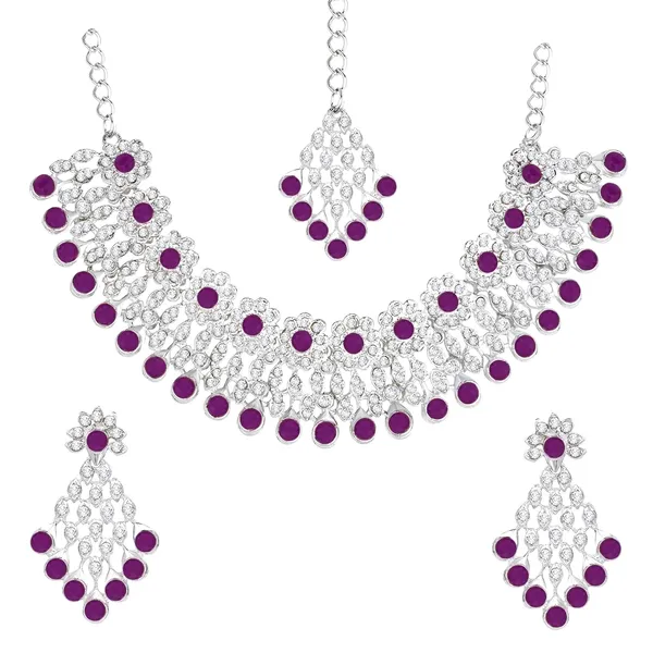 Silver kundan necklace top