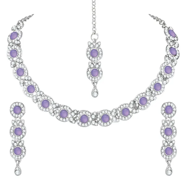Silver_Plated_Necklace_Jewellery_Set_with_Earrings_&_Manng_Tikka_for_Women_&_Girls_for_Party_&_Wedding_Collection