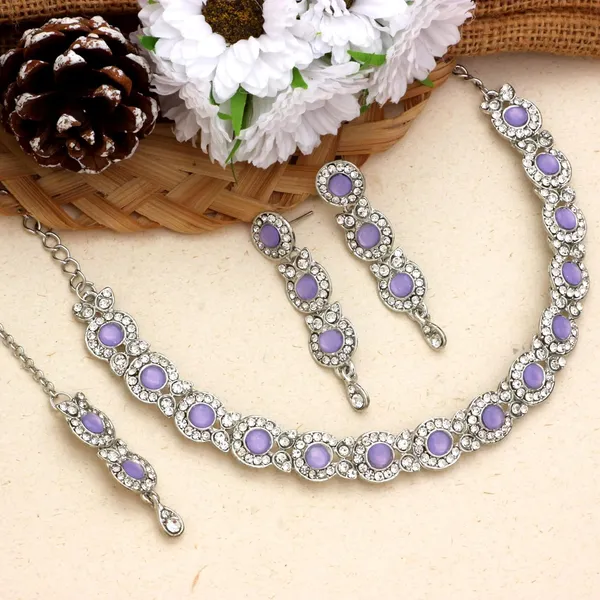 Silver_Plated_Necklace_Jewellery_Set_with_Earrings_&_Manng_Tikka_for_Women_&_Girls_for_Party_&_Wedding_Collection