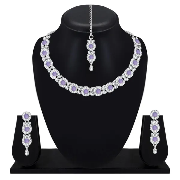 Silver_Plated_Necklace_Jewellery_Set_with_Earrings_&_Manng_Tikka_for_Women_&_Girls_for_Party_&_Wedding_Collection