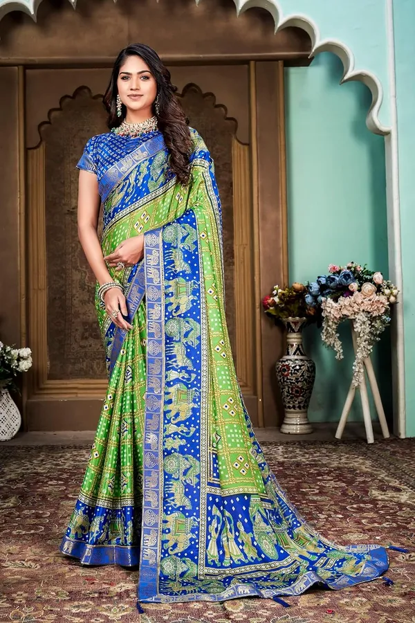 Bandhani_Print_Soft_Turkey_Silk_Saree_With_Unstitched_Blouse_Piece_(Parrot_Blue)