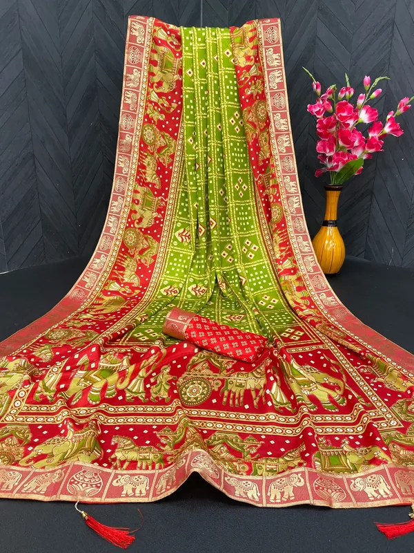 HATHI_BANHDANI_PRINTED_SOFT_TURKEY_SILK_SAREES_WITH_JHALAR_LACE_BORDER_WITH_RUNNING_BLOUSE