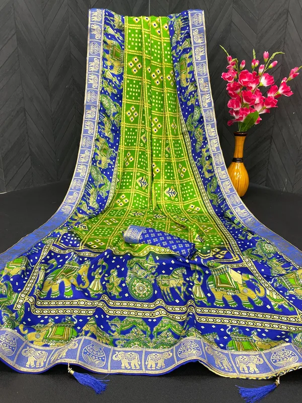 Bandhani_Print_Soft_Turkey_Silk_Saree_With_Unstitched_Blouse_Piece_(Parrot_Blue)