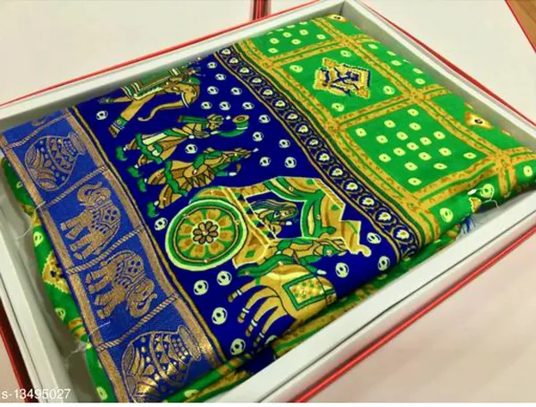 Bandhani_Print_Soft_Turkey_Silk_Saree_With_Unstitched_Blouse_Piece_(Parrot_Blue)