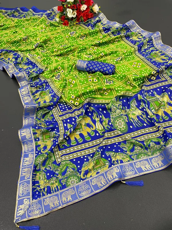 Bandhani_Print_Soft_Turkey_Silk_Saree_With_Unstitched_Blouse_Piece_(Parrot_Blue)