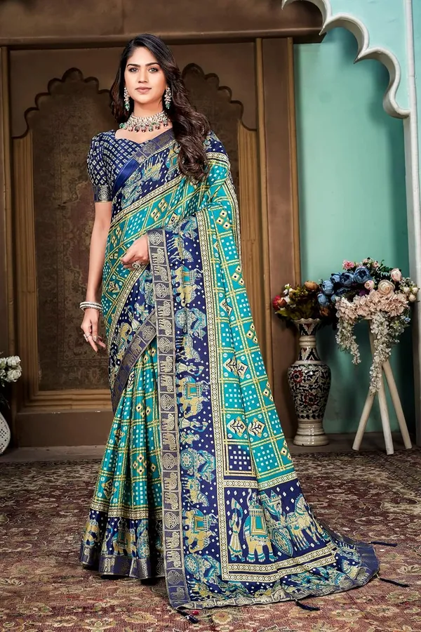 Bandhani_Print_Soft_Turkey_Silk_Saree_With_Unstitched_Blouse_Piece_(Rama_Blue)