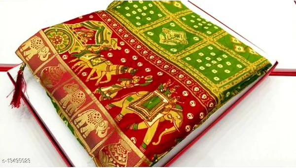 HATHI_BANHDANI_PRINTED_SOFT_TURKEY_SILK_SAREES_WITH_JHALAR_LACE_BORDER_WITH_RUNNING_BLOUSE