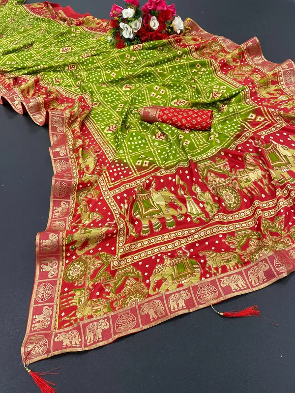 HATHI_BANHDANI_PRINTED_SOFT_TURKEY_SILK_SAREES_WITH_JHALAR_LACE_BORDER_WITH_RUNNING_BLOUSE