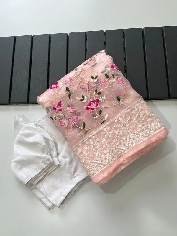 Baby_Pink_Embroidered_Organza_Silk_Saree_With_Blouse_Piece