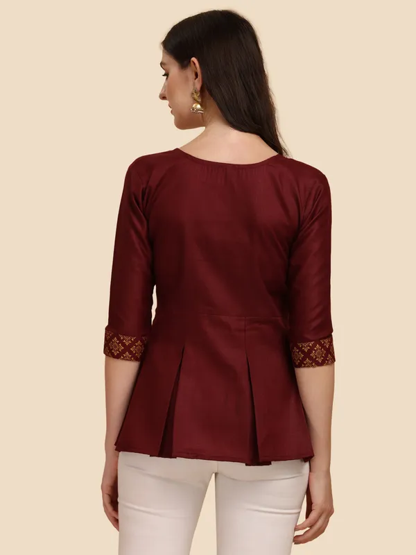 Maroon_Casual_Embossed_Women_Maroon_Top