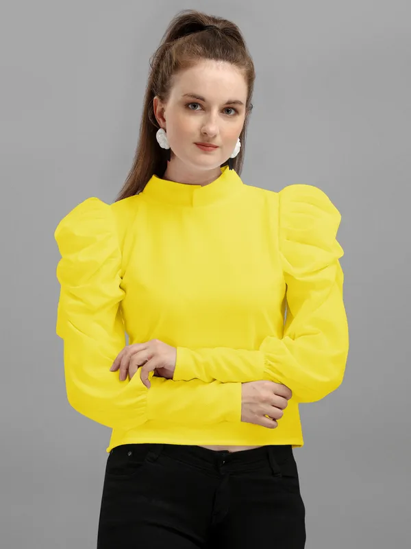 Yellow_Casual_Full_Sleeve_Solid_Women_Yellow_Top