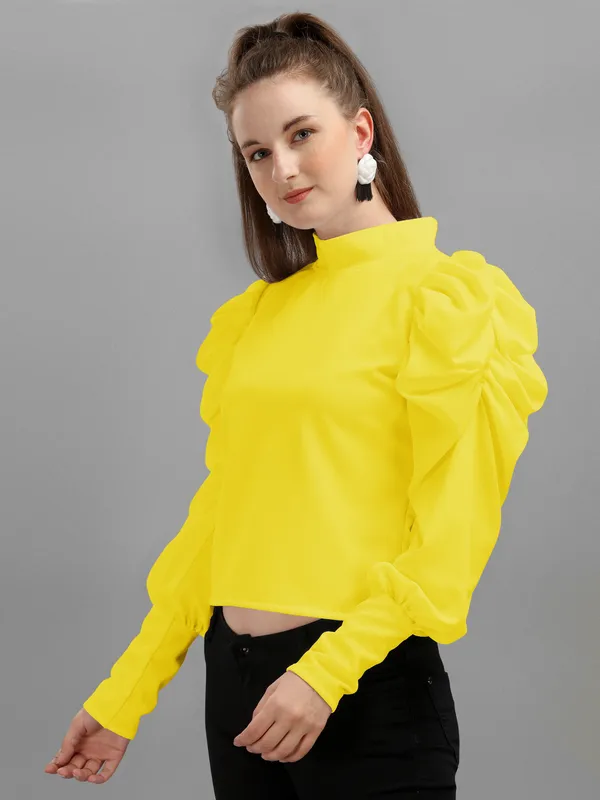 Yellow_Casual_Full_Sleeve_Solid_Women_Yellow_Top