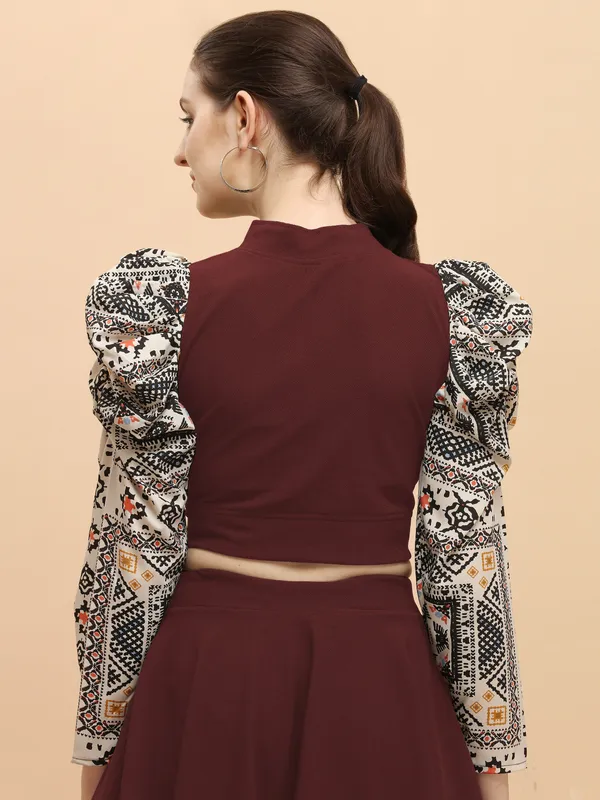 Maroon_Party_Geometric_Print_Women_Maroon_Top