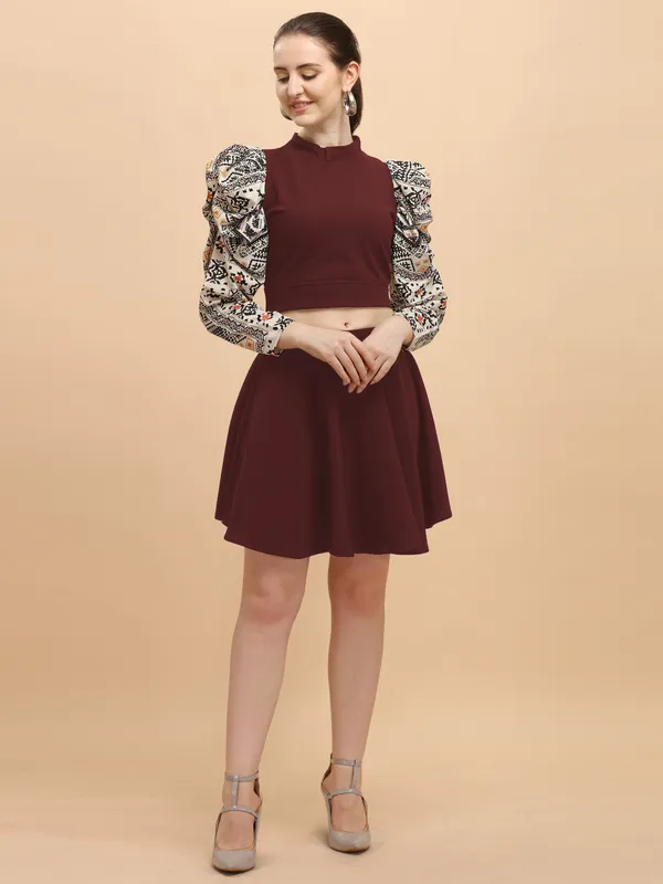 Maroon_Party_Geometric_Print_Women_Maroon_Top