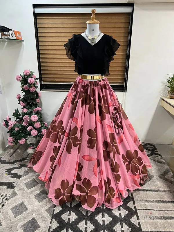 Pink_Georgette_Trendy_Kids_Western_Wear_Printed_Lehenga_Choli