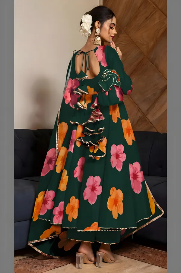 Green_Anarkali_Gown_Set_|_Elegant_Blossom_Georgette_Floral_Print_Gown_With_Dupatta