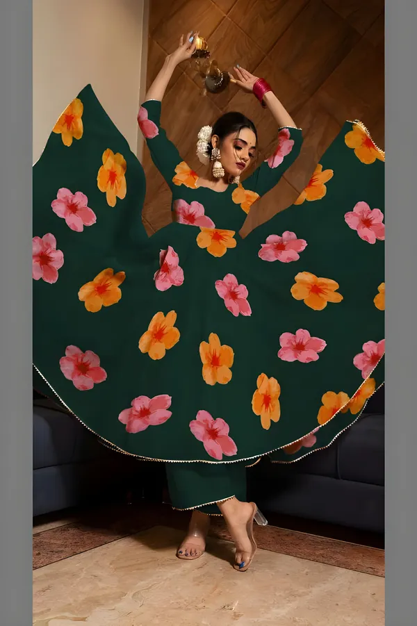 Green_Anarkali_Gown_Set_|_Elegant_Blossom_Georgette_Floral_Print_Gown_With_Dupatta