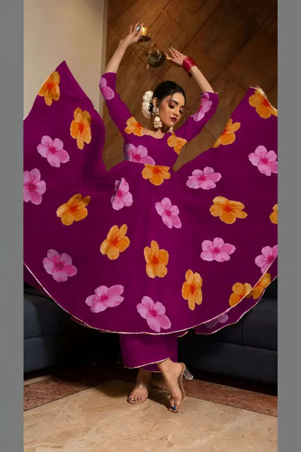 Purple_Anarkali_Gown_Set_|_Elegant_Blossom_Georgette_Floral_Print_Gown_With_Dupatta