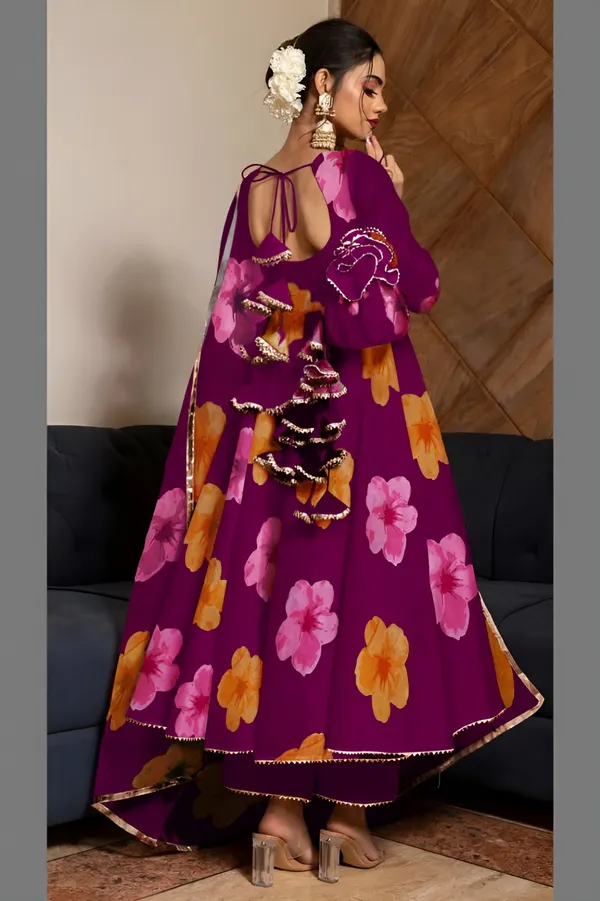 Purple_Anarkali_Gown_Set_|_Elegant_Blossom_Georgette_Floral_Print_Gown_With_Dupatta