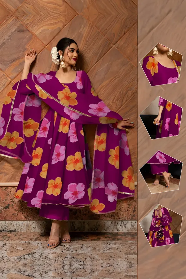Purple_Anarkali_Gown_Set_|_Elegant_Blossom_Georgette_Floral_Print_Gown_With_Dupatta