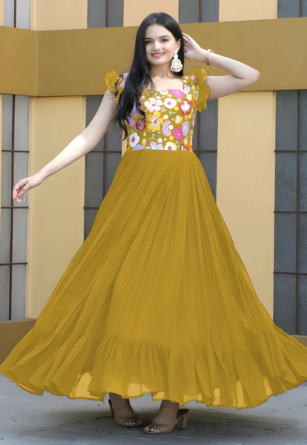 Yellow_Elegant_Embroidered_Georgette_Maxi_Dress