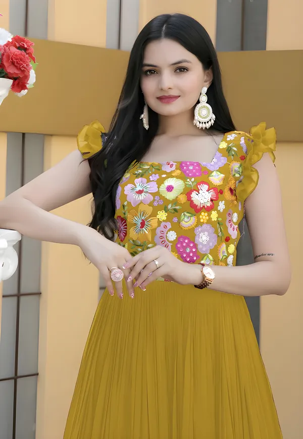 Yellow_Elegant_Embroidered_Georgette_Maxi_Dress