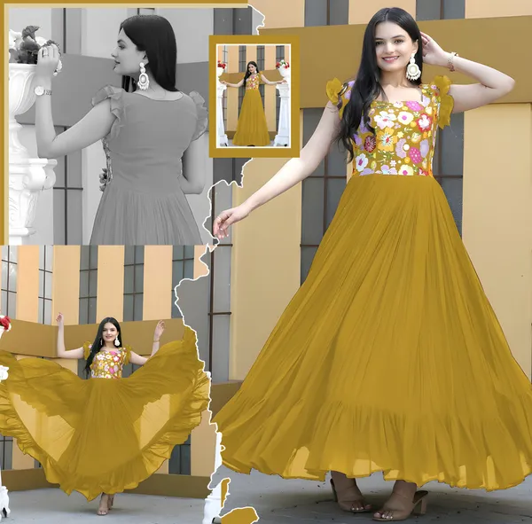 Yellow_Elegant_Embroidered_Georgette_Maxi_Dress