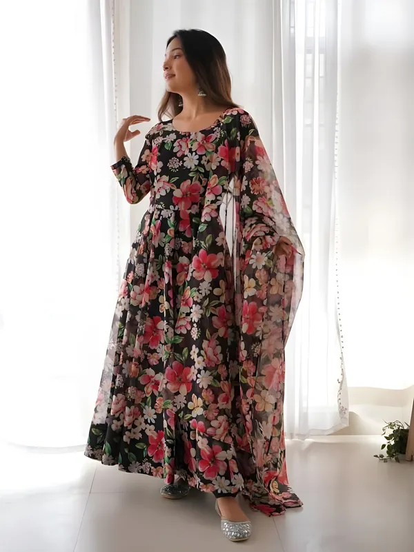 Black_Floral_Elegance_Georgette_Printed_Gown_With_Dupatta