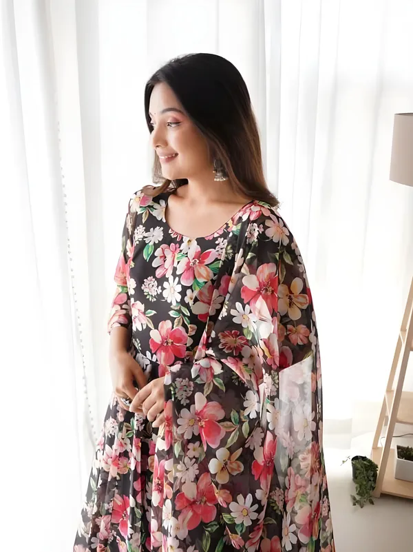 Black_Floral_Elegance_Georgette_Printed_Gown_With_Dupatta