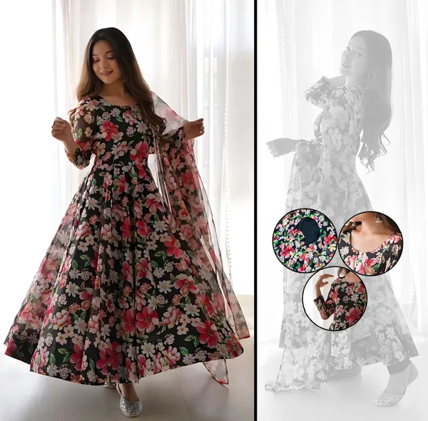 Black_Floral_Elegance_Georgette_Printed_Gown_With_Dupatta