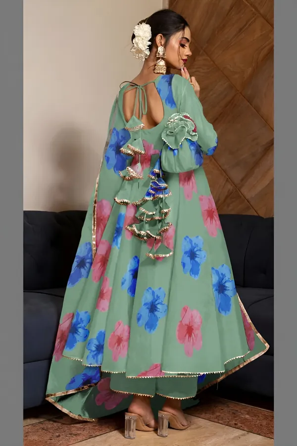 Pista_Anarkali_Gown_Set_|_Elegant_Blossom_Georgette_Floral_Print_Gown_With_Dupatta