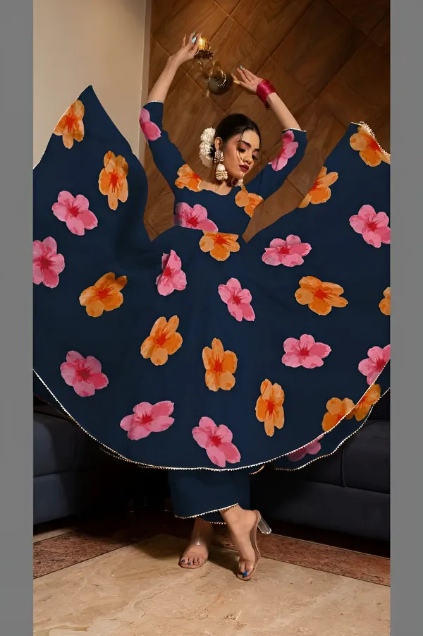 Navy_Blue_Anarkali_Gown_Set_|_Elegant_Blossom_Georgette_Floral_Print_Gown_With_Dupatta