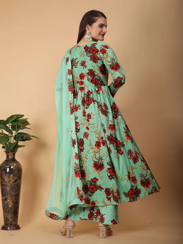 Lavender_Georgette_Floral_Print_Gown_With_Dupatta_And_Bottom_Wear