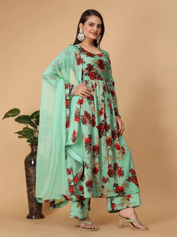 Lavender_Georgette_Floral_Print_Gown_With_Dupatta_And_Bottom_Wear