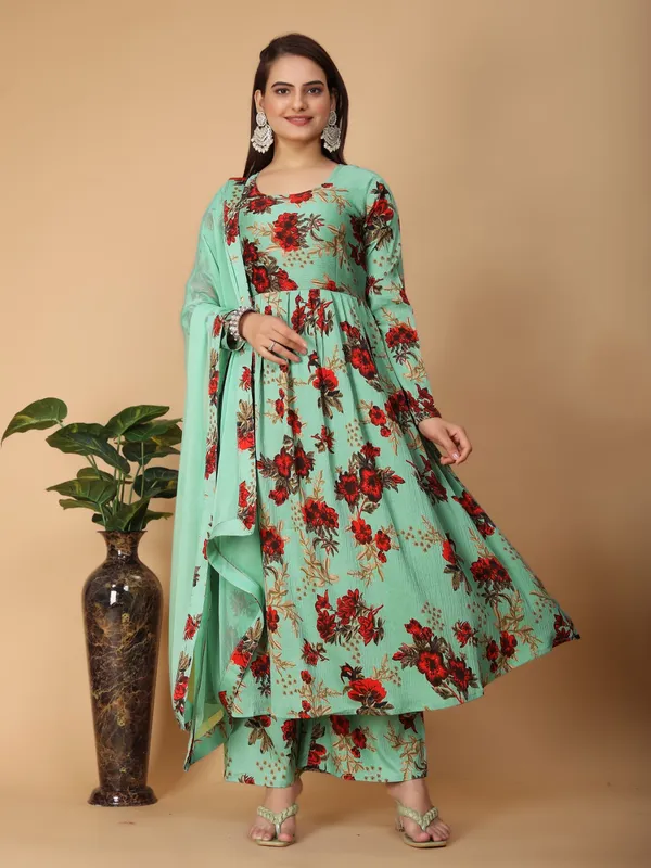 Lavender_Georgette_Floral_Print_Gown_With_Dupatta_And_Bottom_Wear