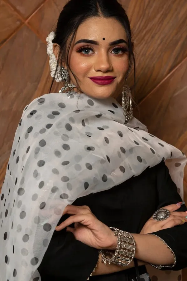 ZestLeaf_Handcrafted_Black_Rayon_Kurta,_Pant,_and_Organza_Dupatta_Set
