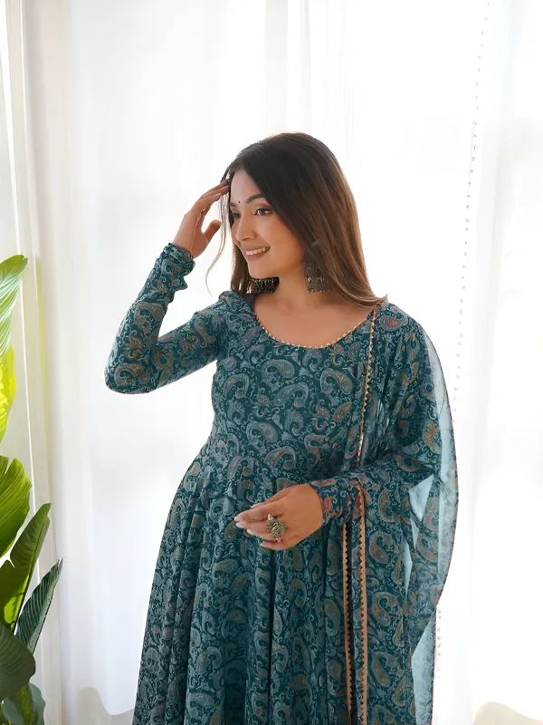 Blue_Elegant_Georgette_Printed_Kurti_With_Attached_Dupatta