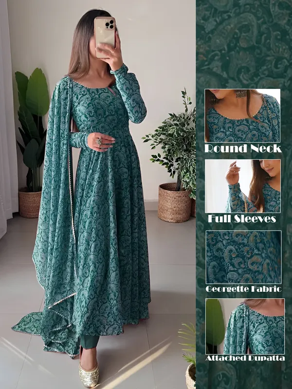 Blue_Elegant_Georgette_Printed_Kurti_With_Attached_Dupatta