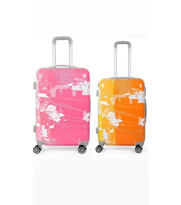 Polo_Class_2Pc_Set_Trolley_Bag(20/28_inch)-Pink_&_Orange