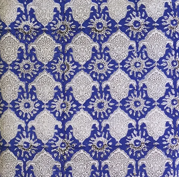 Hand_Block_Print_Dark_Blue_Floral_Print_Cotton_Cambric_Fabric