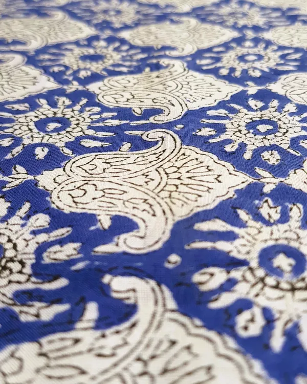 Hand_Block_Print_Dark_Blue_Floral_Print_Cotton_Cambric_Fabric