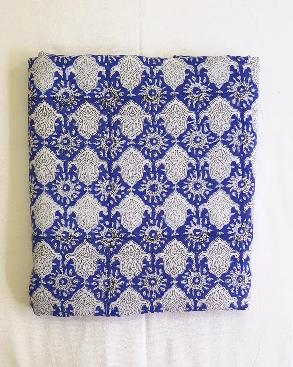 Hand_Block_Print_Dark_Blue_Floral_Print_Cotton_Cambric_Fabric