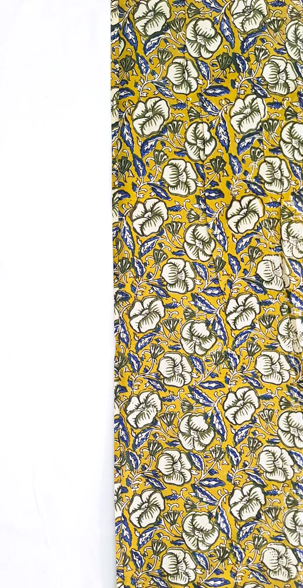 Bagru_Print_Dark_Yellow_Floral_Print_Cotton_Cambric_Fabric