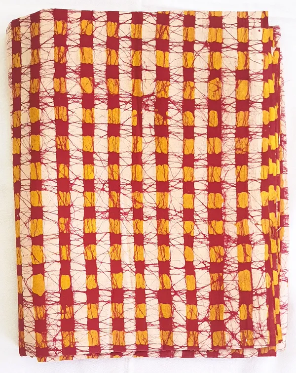 Bagru_Print_Dark_Red_Mustard_Checks_Print_Cotton_Cambric_Fabric