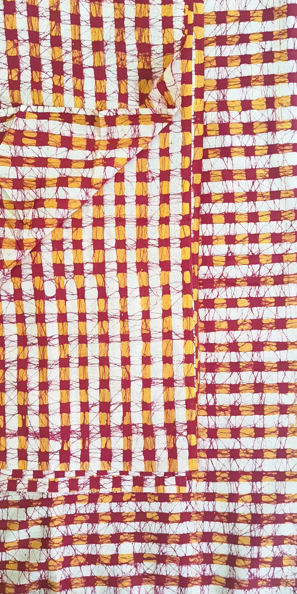 Bagru_Print_Dark_Red_Mustard_Checks_Print_Cotton_Cambric_Fabric