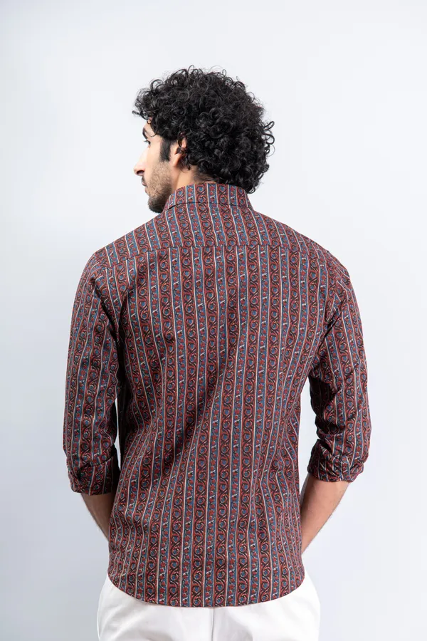 Ajrakh_Geometric_Print_Regular_Fit_Full_Sleeves_Soft_Cotton_Shirt_With_Spread_Collar_Breathable_&_Comfortable