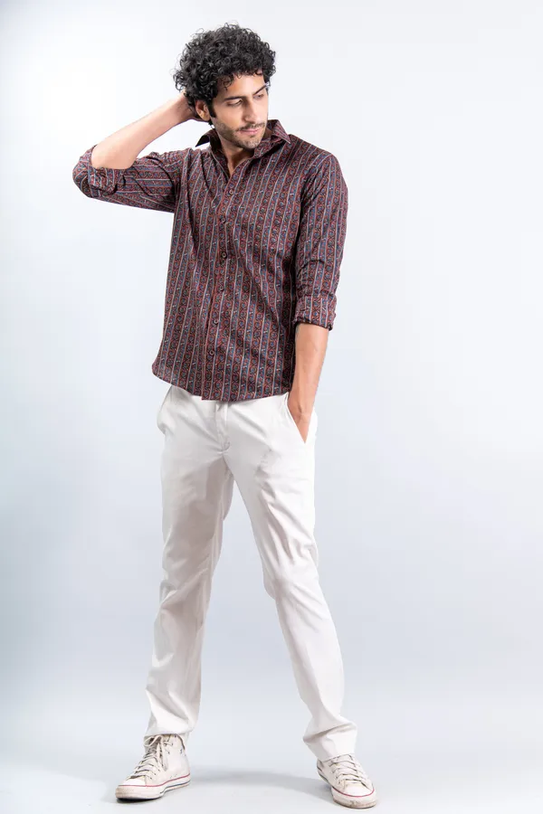Ajrakh_Geometric_Print_Regular_Fit_Full_Sleeves_Soft_Cotton_Shirt_With_Spread_Collar_Breathable_&_Comfortable