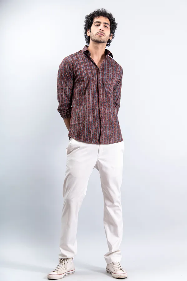 Ajrakh_Geometric_Print_Regular_Fit_Full_Sleeves_Soft_Cotton_Shirt_With_Spread_Collar_Breathable_&_Comfortable